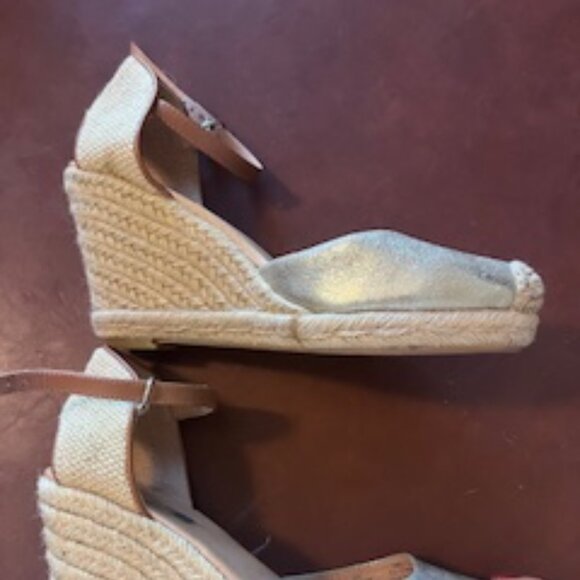 Halogen Leather Espadrille Wedge Heel Ankle Strap Sandals Size 6.5 - Picture 2 of 6